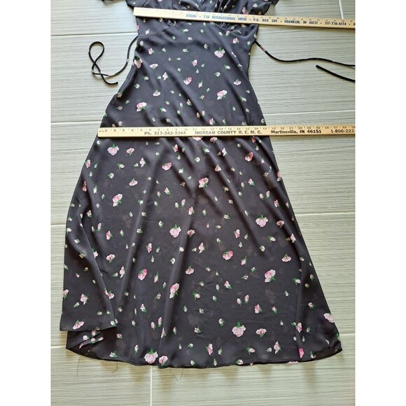 Betsey Johnson X Urban Outfitters Black Floral Maxi Dress Flutter Sleeves Small - Picture 8 of 11